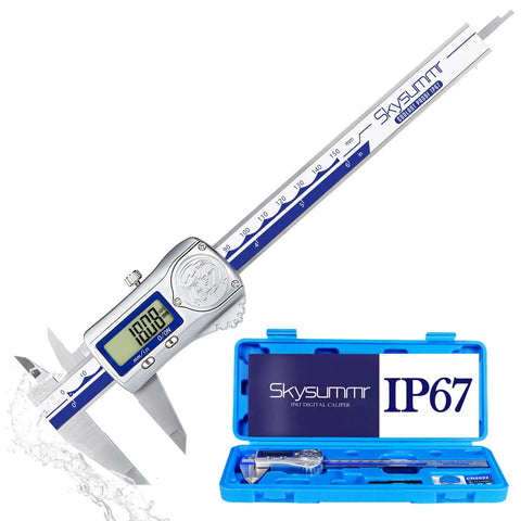 IP67 Waterproof Digital Vernier Caliper Stainless Steel Absolute Origin Measuring Tool 0-6 Inch 150mm with Large LCD Screen displayed