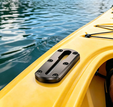 Universal Kayak Track Rails Mount Kit 4 Inch Two Pack For Fish Finder Rod Holder And Accessories Paddle Holder Camera Mounts Cup Holders Easy Rig For Your Kayak Fishing Setup on yellow kayak