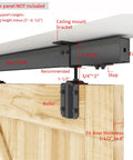 12Ft Black Sliding Barn Door Hardware Kit For Exterior Box Track Low Ceiling Compatible Outdoor Use Includes Three 4Ft Rails And Seven Ceiling Brackets Supports Up To 330lbs Door Not Included, featuring close-up of ceiling mount and box track.