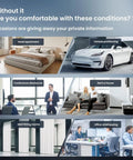 Collage showing potential privacy risks in hotels and rented spaces, highlighting the need for Hidden Camera Detector For Hotels And Travel.
