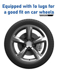 Slick 4 Pack 2.1 Inch 54 MM Wheel Center Hub Caps Snap On Plastic Steel Rim Covers For Smooth Rides, silver wheel with 10 lugs.