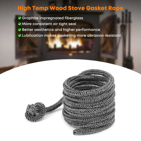 Front view of Stanbroil wood stove gasket rope, graphite-impregnated fiberglass, 1/4 in x 84 in, coiled