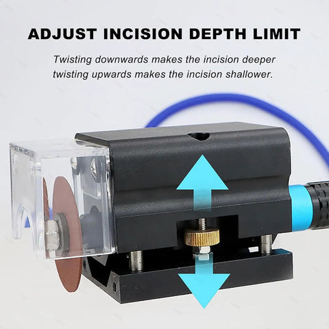 Portable Pro Grade Nick Grinder Kit for Flat Die Cutting Grooves Pneumatic Cutter showing depth adjustment feature