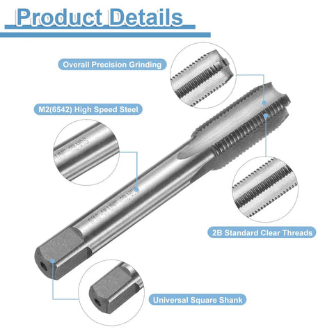 Bottoming Hand Tap 9/16-18 UNF Right Hand Thread 2B HSS6542 Bottoming Style With Straight Flutes and precision grinding details