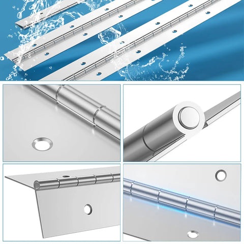 18 Inch Stainless Steel Piano Hinge Set, 2 Pack Continuous Hinge For Cabinets And Doors, Heavy Duty 304 Stainless With Zinc Coated Finish, Rustproof Silver, Built To Last D I Y Project Hardware on cabinet door panels
