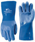 Heavy Duty Rubber Gloves With PVC Coating For Chemical And Abrasion Resistance, Waterproof Protection, 12 Inch Cuff, Large Blue Work Gloves For Industrial, Lab, And Home Use