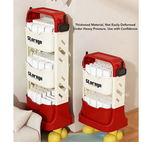 Grab And Go Utility Cart Featuring Detachable Swivel Wheels And Rock Solid Build ideal for moving snacks, red and cream storage cart with large capacity.