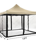 12x12 Gazebo Mosquito Netting Universal Replacement Four Panel Mesh Screen Walls With Double Zippers For Patio Garden Deck And Backyard Canopies Fits Most 12x12 Gazebos Net Only Black