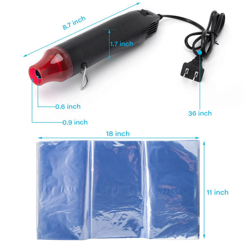 Shoe Shrink Wrap Bags Kit With 50 Pcs Of 18 By 11 Inch Bags And A Mini Heat Gun For Sneaker Storage Keep Dust Off Prevent Yellowing