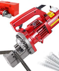 1250W Portable Electric Hydraulic Rebar Bender And Cutter Machine With Stainless Steel Case-Cuts #3 To #6 Reinforcement Bar In 4 Seconds showing details of the tool and carrying case.