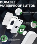 Exploded view of Wireless Doorbell System waterproof button with silicone case and battery, showing interior components.