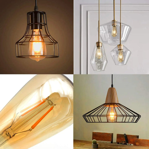 Dimmable LED Edison Bulbs 4W Amber Glass ST64 Warm White 2200K-2400K E26 Base 320 Lumens Pack of 6 Vintage Look Retro Vibe