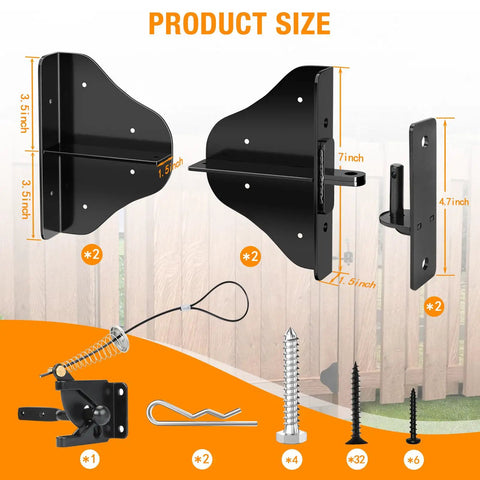 Anti Sag Gate Frame Kit With Latch And 90 Degree Hinges for Easy Install Upside Down Friendly Gate Hardware Fence Gate Corner Brace Set Keeps Gates Square And Strong for Single or Double Gates