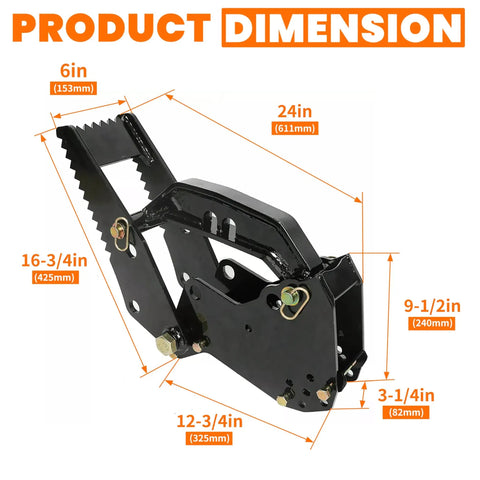 Dimensions of Backhoe Thumb Excavator Claw Fits 3.25 Inch Boom Width For Kubota Woods Mahindra John Deere Attachments