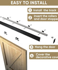 Installation guide for Six Foot Barn Door Hardware Kit Black Aluminum Box Rail Sliding Track for interior single wooden door
