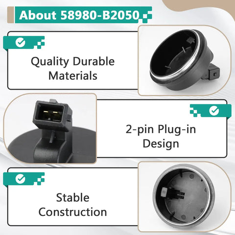 Close-up of Heavy Duty 2 Pack Rear Hub Bearing And Abs Speed Sensor 58980B2050 showing quality durable materials and 2-pin plug-in design.