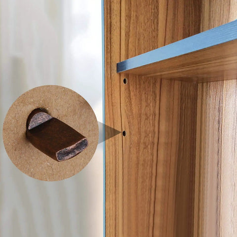 Heavy Duty Stainless Steel Shelf Support Pegs That Never Quit On You 120 Piece Kit For Bookcases Cabinets And Kitchen Shelving Systems Rust Proof And Super Easy Setup Deep Brown close-up view showing peg in wood.