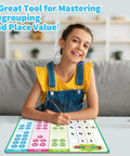 Girl using Hands On Wooden Magnetic Place Value Blocks For Kids With Regrouping Base Ten Chips for math learning at home