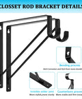 Heavy Duty Closet Rod Brackets Four Pack Wall Mount Shelf Supports Crafted From Cold Rolled Steel, showcasing details and features.