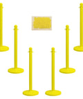 Yellow Plastic Stanchion Kit With 50 Ft Of 2 Inch Chain And C Hooks Pack Of 6 Stanchions For Indoor Outdoor Crowd Control