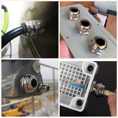 Set Of Four Nickel Plated Copper Waterproof Cable Glands NPT Half Inch Heavy Duty Adjustable 6 To 12 Mm Cable Gland Protectors