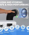 Heavy Duty Magnetic Dryer Vent Connector Kit with Airtight Seal being installed, showing quick connect hose and clamp.