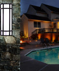 24 Inch LED Mission Style Wall Sconce Light Fixture No Fuss Outdoor Use 1200 Lumens 23W 3000K Warm White illuminating patio