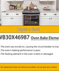 Oven Heating Element Replacement For GE Hotpoint Kenmore Ovens WB30X46987 text overlay on kitchen oven scene