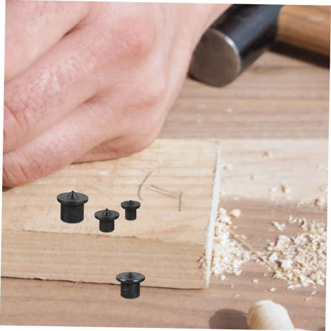 Eight Piece Dowel Transfer Pin Kit with Marker Center Points in use on wooden surface for accurate dowel alignment in woodworking