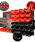 Massive Wall Mount Organizer Pegboard Rack Keeps The Shop Spotless And Sorted This Rugged Build Makes Tool Hunting A Total Breeze For Weekend Warriors Who Want Zero Fuss Setup with red and black storage bins.
