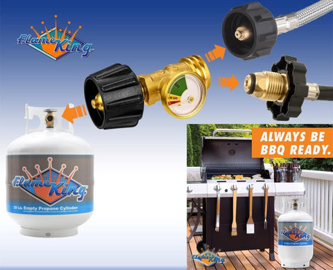 Propane Tank Gauge Level Indicator And Gas Pressure Meter With Color Coded Glow In The Dark Universal For All Cylinders Solid Brass 2 Pack Perfect For Grillin Camping And Outdoor Cooking Never Run Out Propane product with barbecue setup.