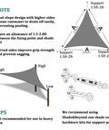 Diagram of a Triangle Shade Sail 14 Foot By 14 Foot By 14 Foot Dark Grey Outdoor Canopy showing support and installation tips.