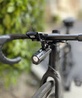 All In One Aero Handlebar Out Front Bike Mount For Cycling Computers And GoPro With Built In Light Attachment on bicycle