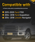 HocvrlX 2-pack 4x4 auto locking hub actuators banner; Ford F-150 compatibility list with white F-150 front view.