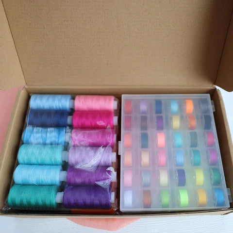 Top Shelf 72 Piece Sewing Thread Kit With 36 Vibrant Polyester Shades And Matching Bobbins And Each Spool Packs Four Hundred Yards Of Slick Stitching To Knock Out Quilting And Embroidery Projects Today