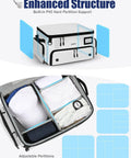 Waterproof Golf Trunk Organizer With Ventilated Shoe Pockets for 2 pairs with 4-layer, 17-pocket design, open and closed views.