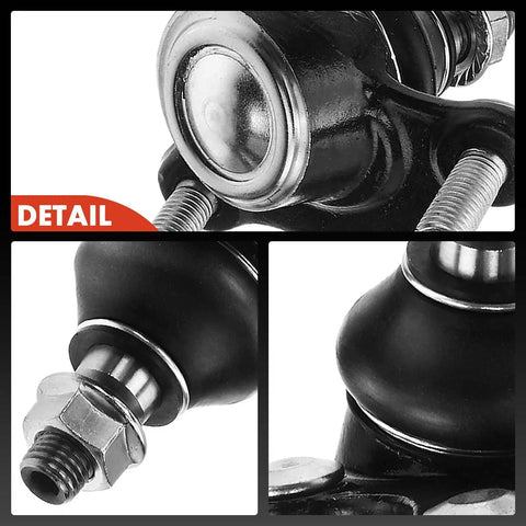 2 Pack Front Lower Ball Joints For Volkswagen And Audi Fits Jetta Golf GTI Beetle Passat Eos R32 Rabbit A3 Quattro Q3 Quattro 2006 2013 2015 2018 2012 2019 close-up of steel stud and black rubber boot