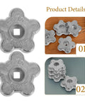 Heavy Duty Gas Valve Replacement Handwheel Kit 6pcs Silver Hex Aluminum Star Valve Wheel Cylinder Handle, close-up and stacked view