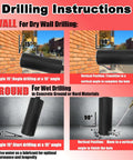 KELINER 4-in diamond concrete core drill bit infographic showing wall/ground drilling steps (15° start, 90° finish)
