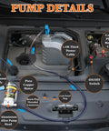12V 100W Portable Oil Transfer Pump Kit with Self Priming Electric Motor details shown in engine oil change setup