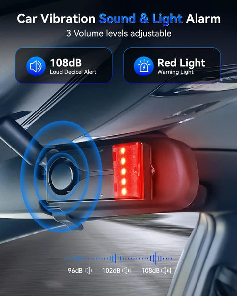 108dB Car Alarm System With Vibration Sensor And Red Light Warning Wireless Remote Anti Theft Device With Magnetic Mount Easy Install For Cars And Trucks Upgraded 4.0 Tech For Real Deal Peace Of Mind, mounted under car hood