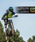 Mountain biker performing jump using Anti-Puncture Bike Tire Sealant, 8.45oz, Ultra-Fast Liquid For Standard, Tubeless, and Tubular Tires