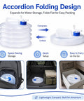 Accordion folding Grab And Go Collapsible Water Container With Spigot For Travel And Camping, 4 Gallon Portable Water Storage Carrier