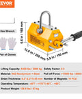 Heavy Duty 4400 Lbs Lifting Magnet With Release For Hoist And Shop Crane, Neodymium Magnetic Lifter, dimensions and accessory details
