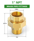 Two Pack Brass Union Fittings 1 Inch NPT Male To 1 Inch NPT Female Pipe Connector Heavy Duty Corrosion Resistant Brass
