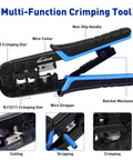 RJ45 Crimp Tool Kit For Ethernet Cabling With Network Cable Tester Wire Cutter Pliers Mini Cable Stripper And 50 Cat5e Connectors