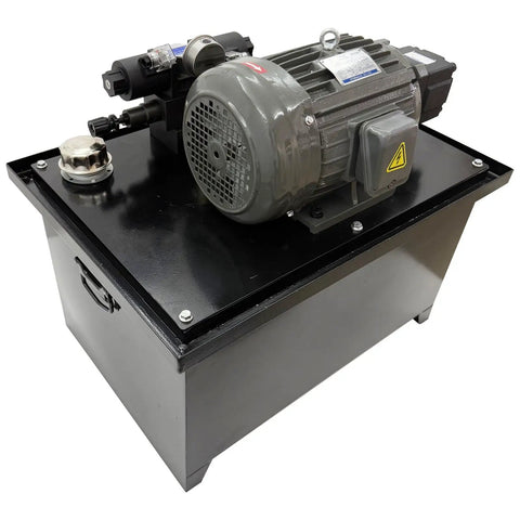 Dinenovote 3750w Hydraulic Power Unit With 80L Tank, Double-End Valve And Quantitative Vane Pump, 14Mpa Pressure Rating, Hard Tube Wiring For Continuous Industrial Use showing compact black steel tank and motor.