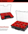 Heavy Duty Tools Organizer Box Set For Small Parts, Deep And Shallow Storage With Removable Inner Cups, 2 Piece Kit
