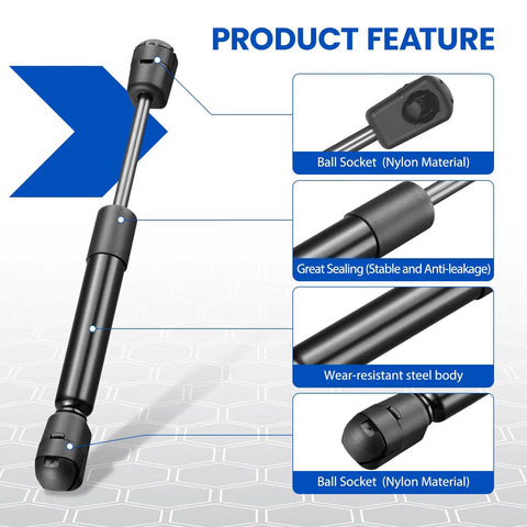 Detailed view of Hella Durable 7.5 Inch Gas Struts 10 Lbs Lift Support With 10Mm Ball Stud Ends for RV Cabinets Safes Toolboxes.