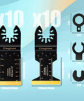 Diagtree titanium oscillating saw blades, two black blades with gold logo, for metal/wood/plastic multitools